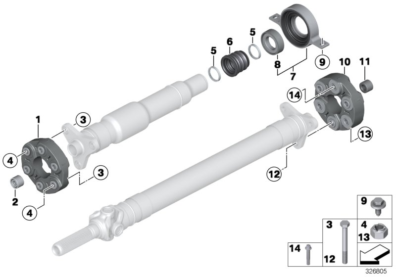 BMW 26 11 7 542 238 - Шарнир, продольный вал parts5.com