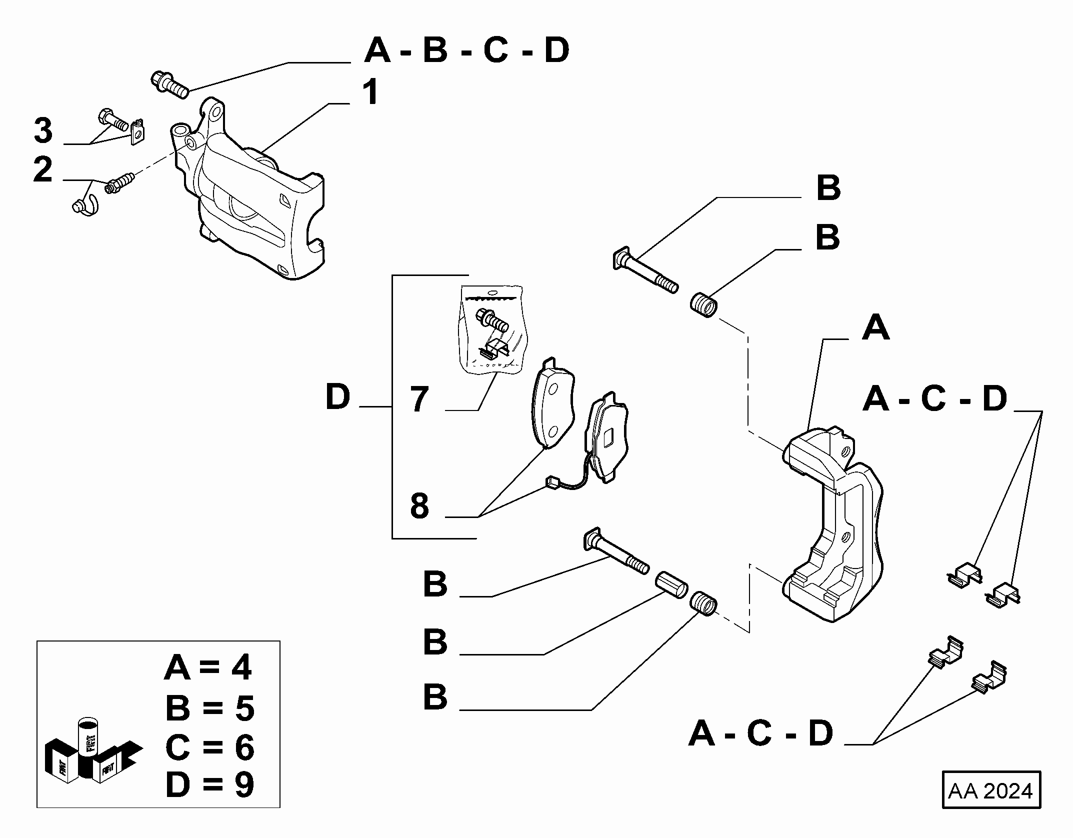 FIAT 77363928 - Тормозные колодки, дисковые, комплект parts5.com