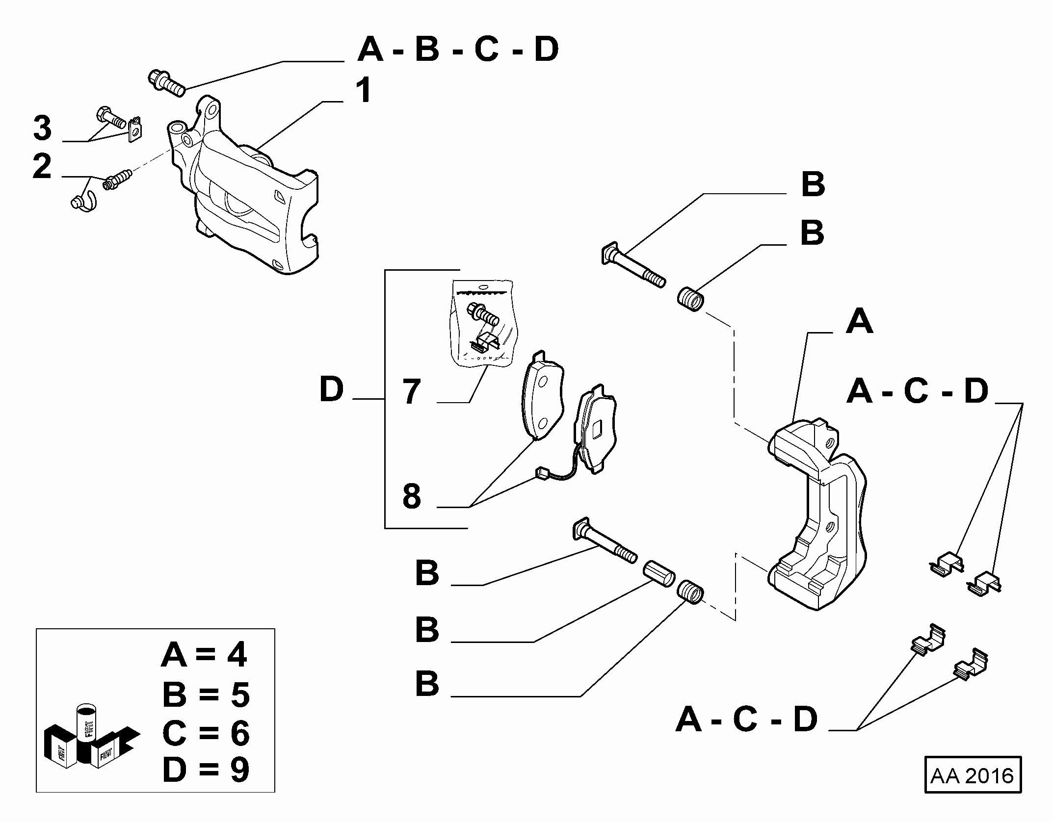 FIAT 71770094 - Тормозные колодки, дисковые, комплект parts5.com