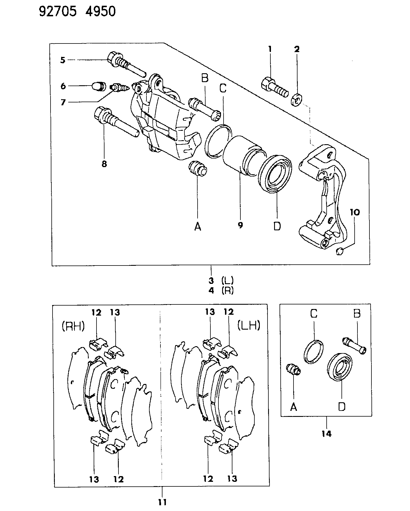 Mitsubishi MB92 8461 - Тормозные колодки, дисковые, комплект parts5.com