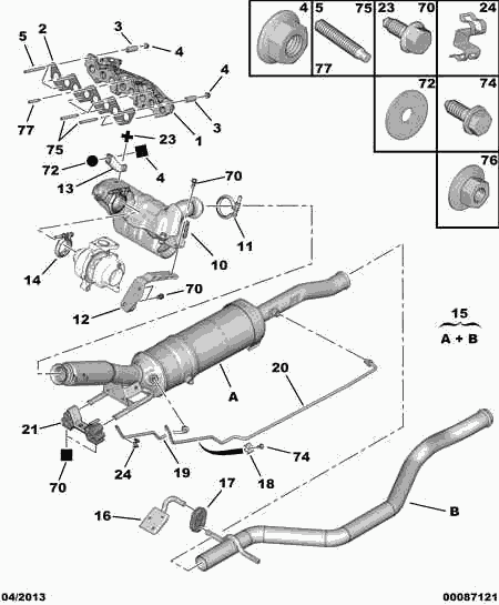 PEUGEOT (DF-PSA) 1713 74 - Соединительные элементы, система выпуска parts5.com