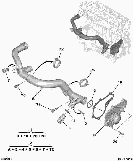 CITROËN/PEUGEOT 1201 K8 - Водяной насос + комплект зубчатого ремня parts5.com