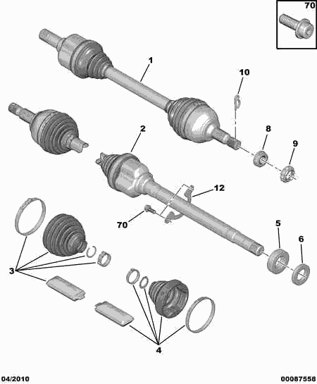 PEUGEOT 3272 NP - Шарнирный комплект, ШРУС, приводной вал parts5.com