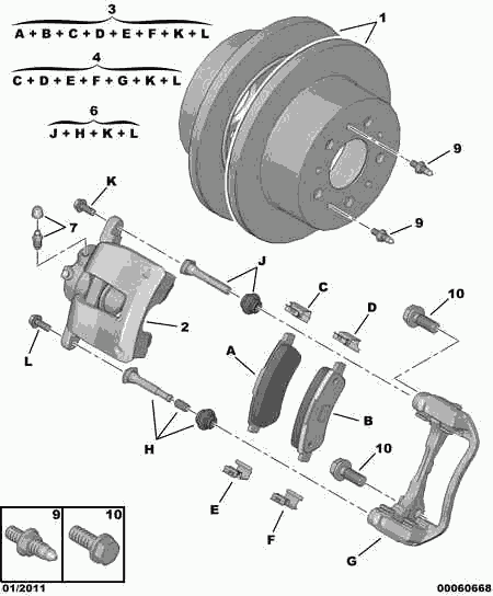 CITROËN/PEUGEOT 4254 69 - Тормозные колодки, дисковые, комплект parts5.com