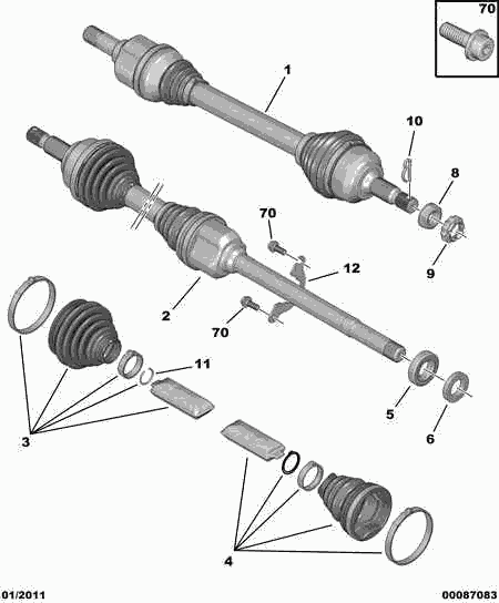 PEUGEOT 3272.YH - Шарнирный комплект, ШРУС, приводной вал parts5.com