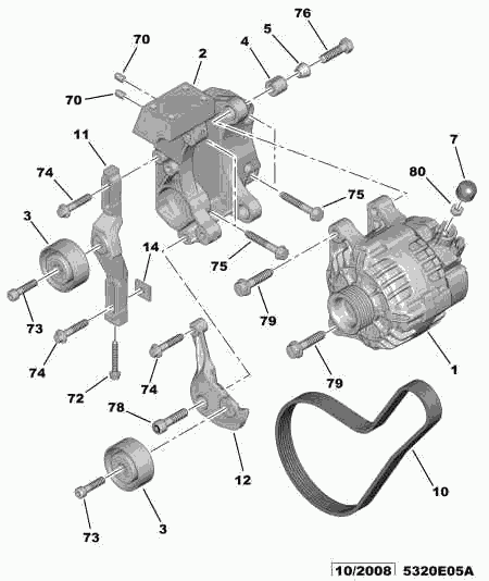 CITROËN 5751.91 - Deflection / Guide Pulley, v-ribbed belt parts5.com