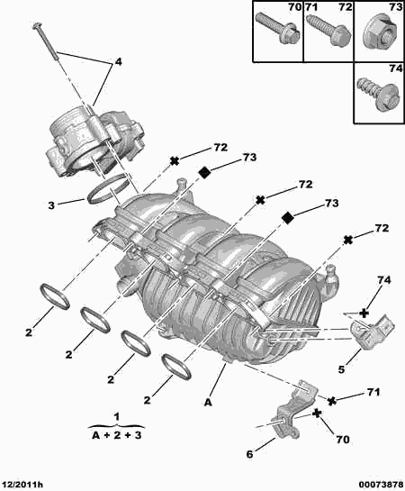 PEUGEOT 0348.T4 - Комплект прокладок, впускной коллектор parts5.com