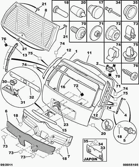 CITROËN 6554 V5 - Выключатель, замок двери parts5.com