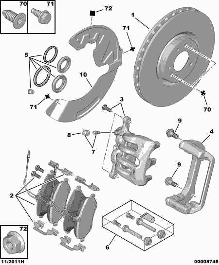 PEUGEOT 4252 94 - Тормозные колодки, дисковые, комплект parts5.com