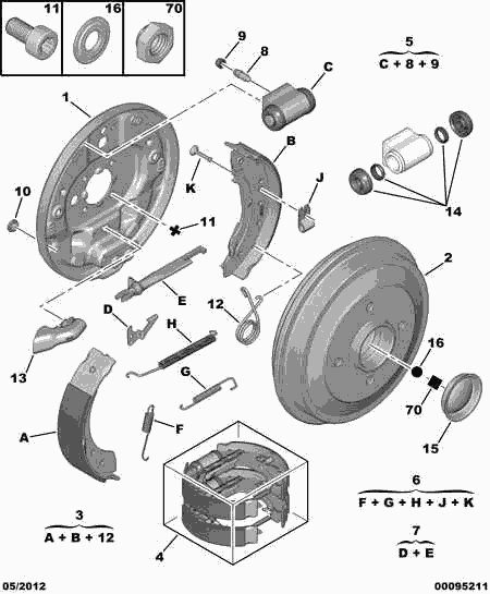 PEUGEOT 4242 33 - Комплект тормозных колодок, барабанные parts5.com