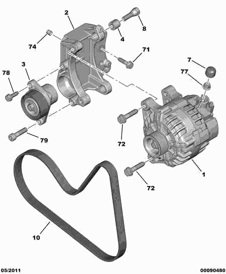 DS 5751 G7 - ALTERNATOR TENSION ROLLER parts5.com