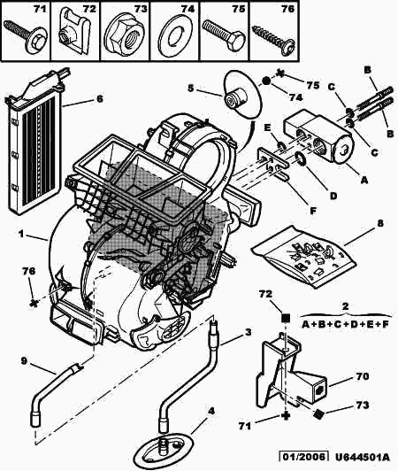 PEUGEOT 6444.C9 - Испаритель, кондиционер parts5.com