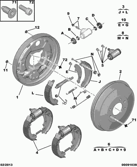 PEUGEOT 4241 L6 - Комплект тормозных колодок, барабанные parts5.com