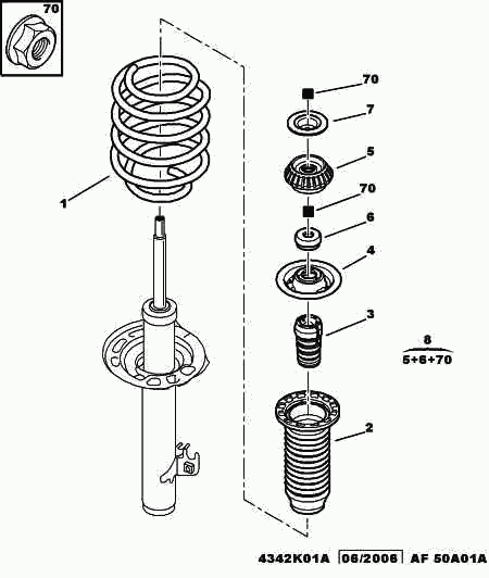 PEUGEOT 5038 F6 - Опора стойки амортизатора, подушка parts5.com