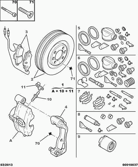 CITROËN 4252-91 - Тормозные колодки, дисковые, комплект parts5.com