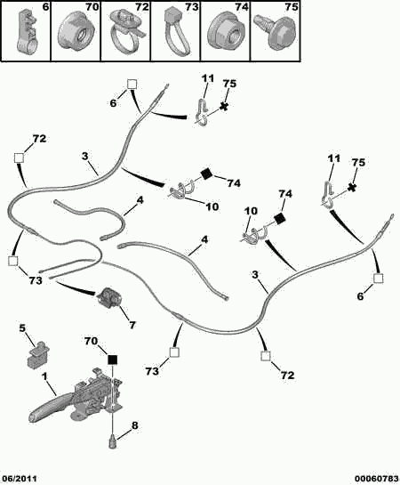 CITROËN 4746 20 - Тросик, cтояночный тормоз parts5.com