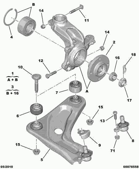 PEUGEOT 3520.W7 - Рычаг подвески колеса parts5.com