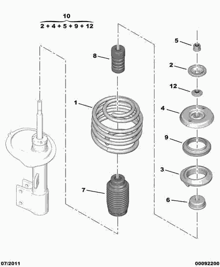 CITROËN/PEUGEOT 5038 G0* - Опора стойки амортизатора, подушка parts5.com