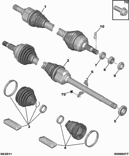 PEUGEOT 3272 FT - Шарнирный комплект, ШРУС, приводной вал parts5.com