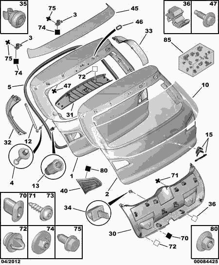 CITROËN/PEUGEOT 98 007 177 80 - Газовая пружина, упор parts5.com