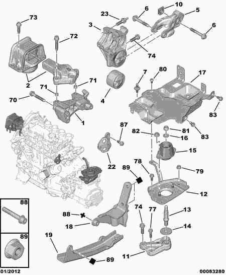 DS 1809 44 - Подушка, опора, подвеска двигателя parts5.com