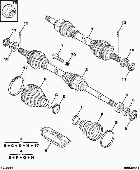 DS 3272.FG - Шарнирный комплект, ШРУС, приводной вал parts5.com