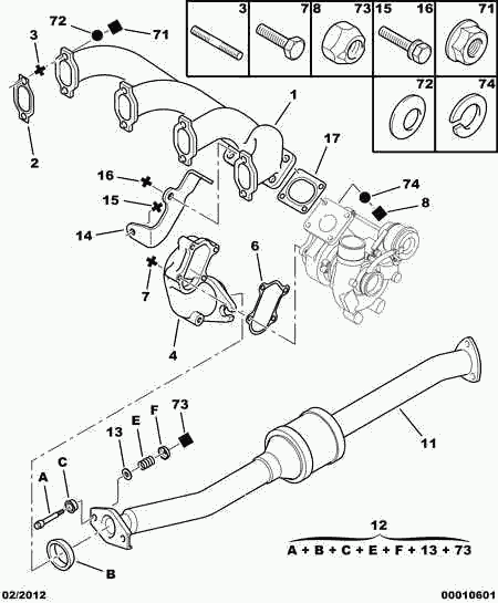 CITROËN 0374 13 - Прокладка, труба выхлопного газа parts5.com