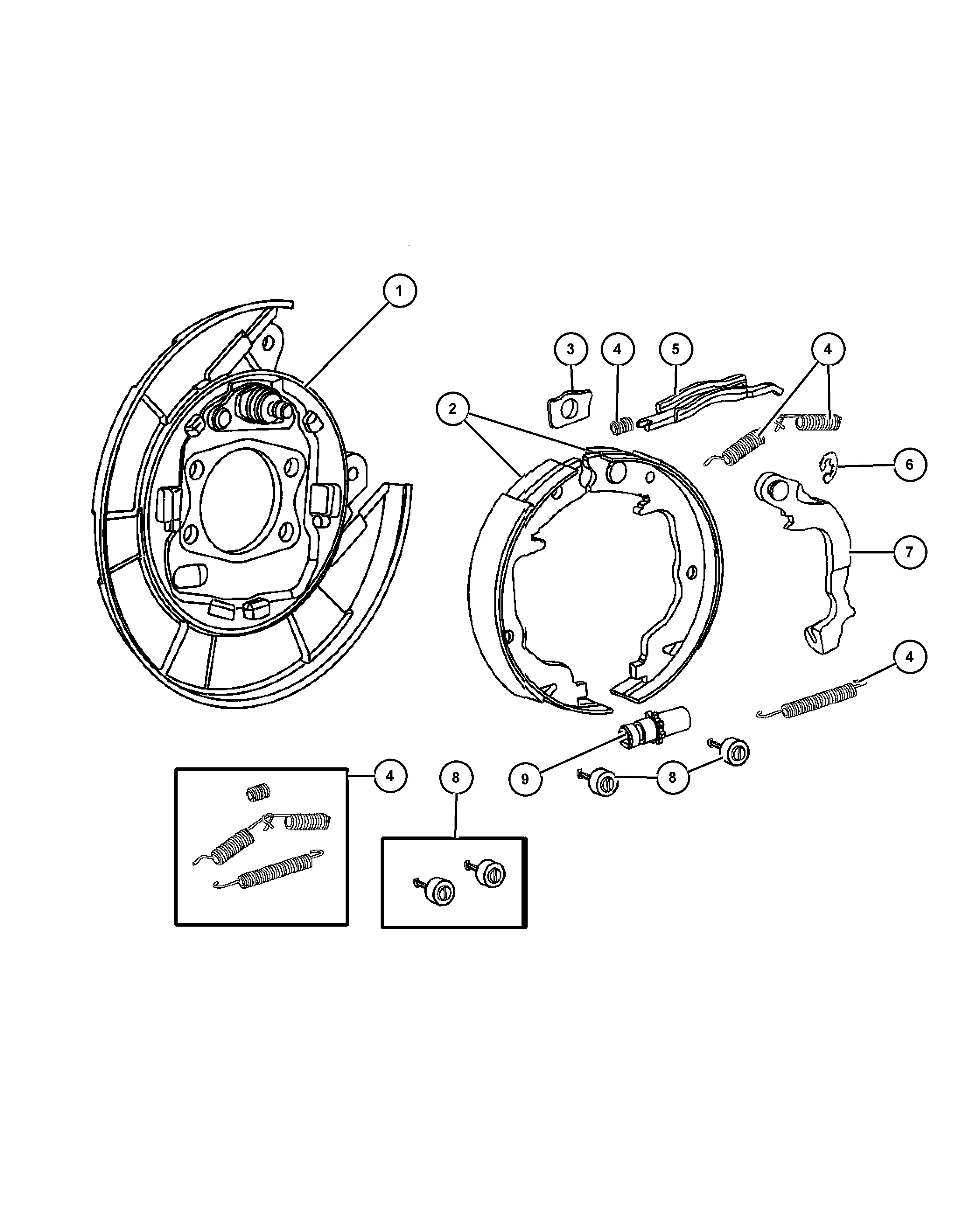 Dodge 5191 215AB - Brake Shoe Set, parking brake parts5.com