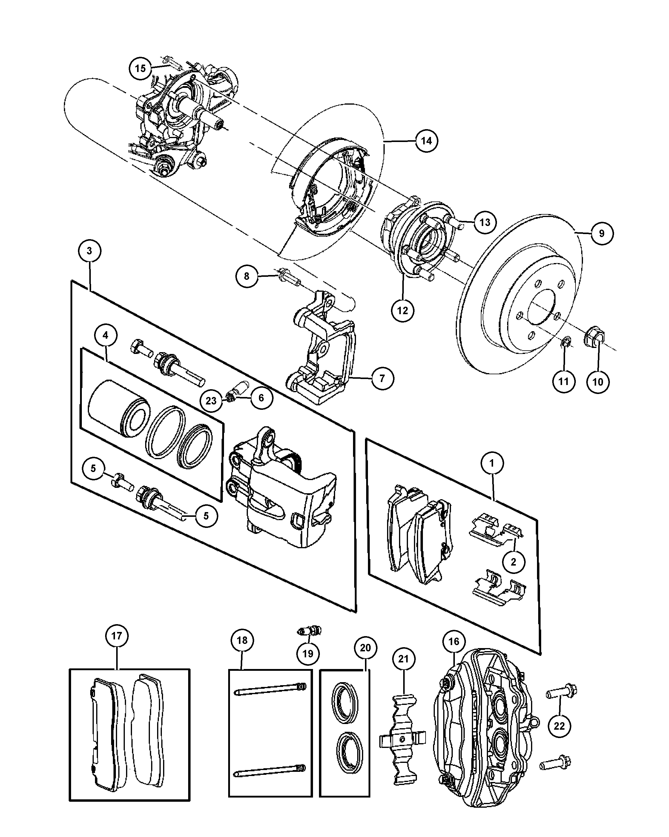 Chrysler 68144 223AA - Тормозные колодки, дисковые, комплект parts5.com