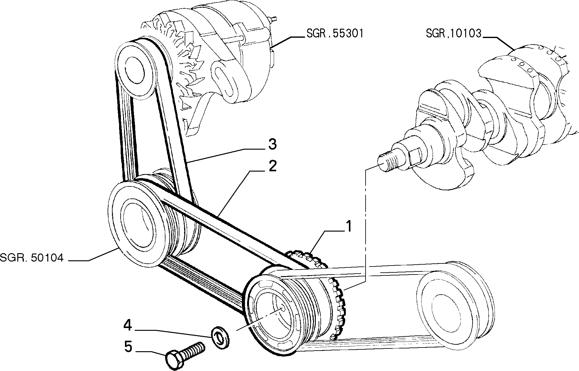 FIAT 46542303 - V-Ribbed Belt parts5.com