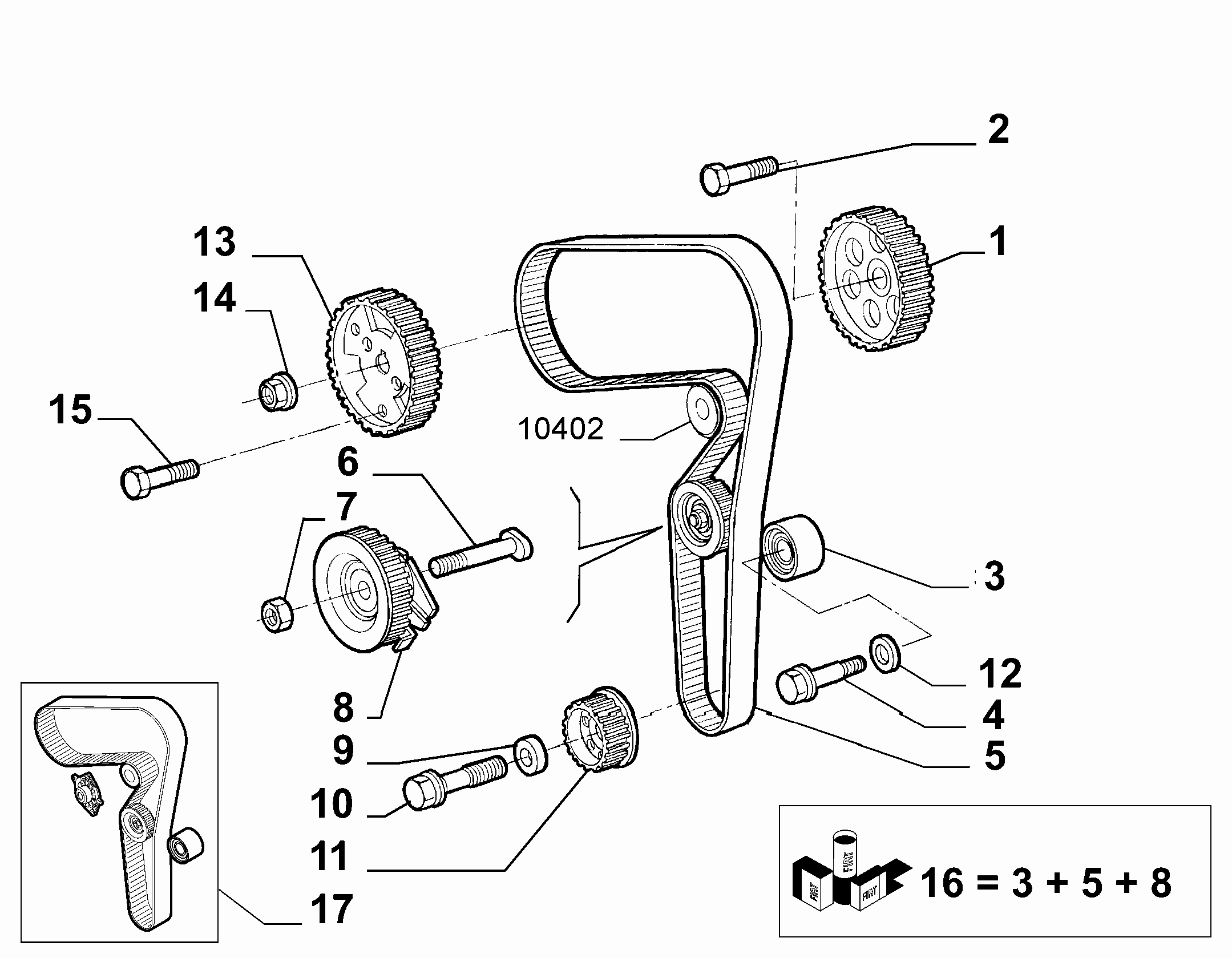 FIAT 55192323 - Водяной насос + комплект зубчатого ремня parts5.com