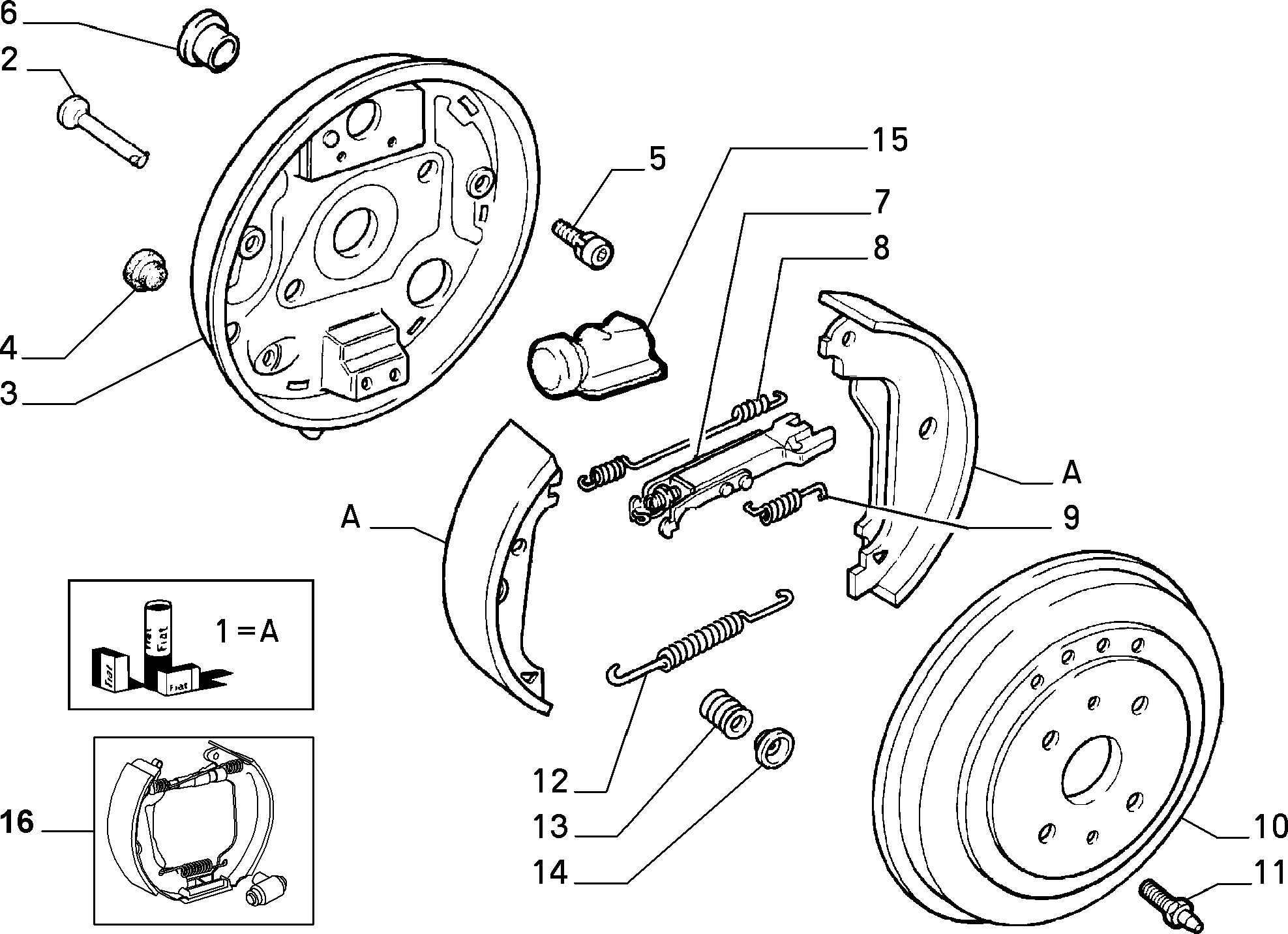 FIAT 71738376 - Комплект тормозных колодок, барабанные parts5.com