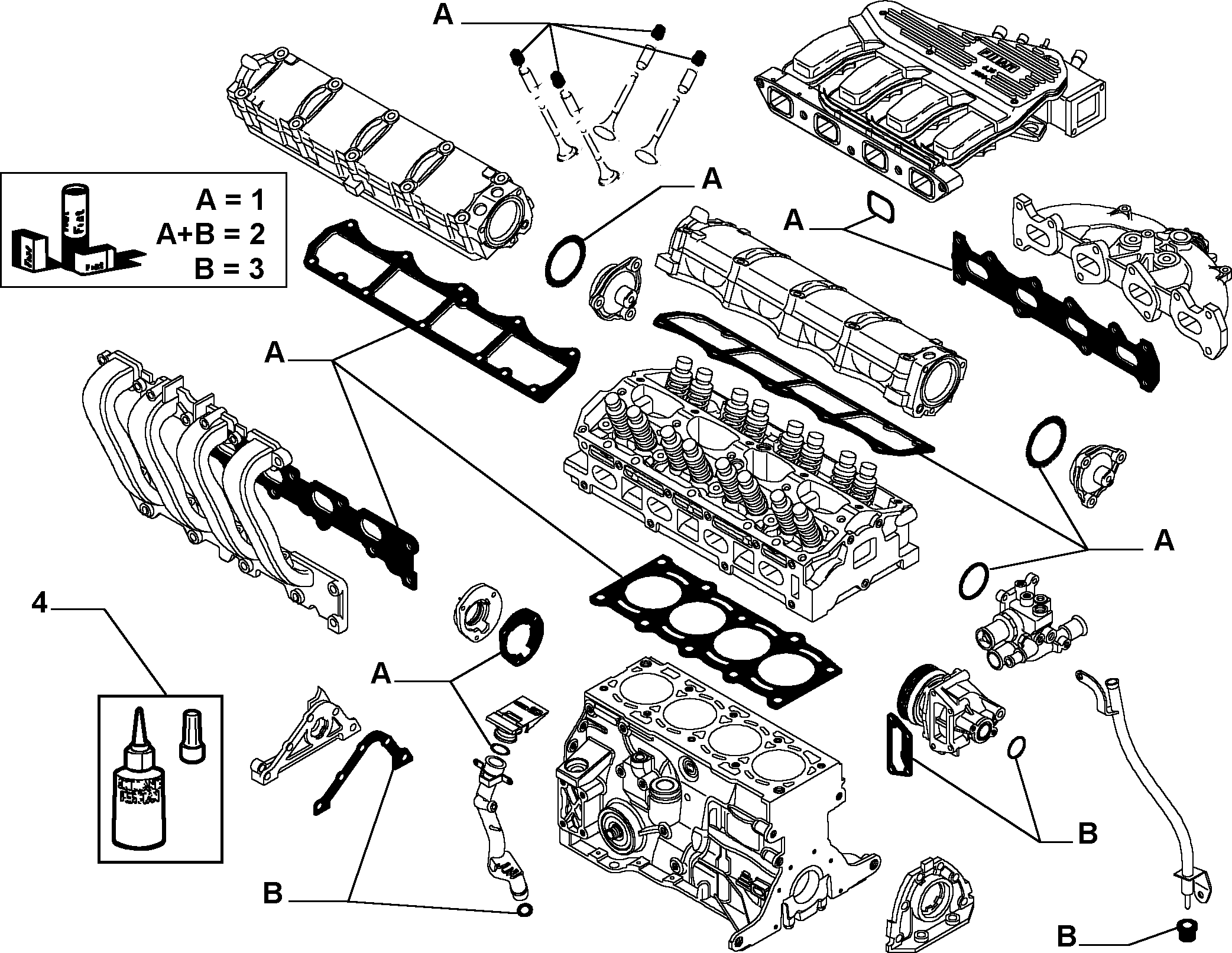 Lancia 71728826 - Комплект прокладок, блок-картер двигателя parts5.com