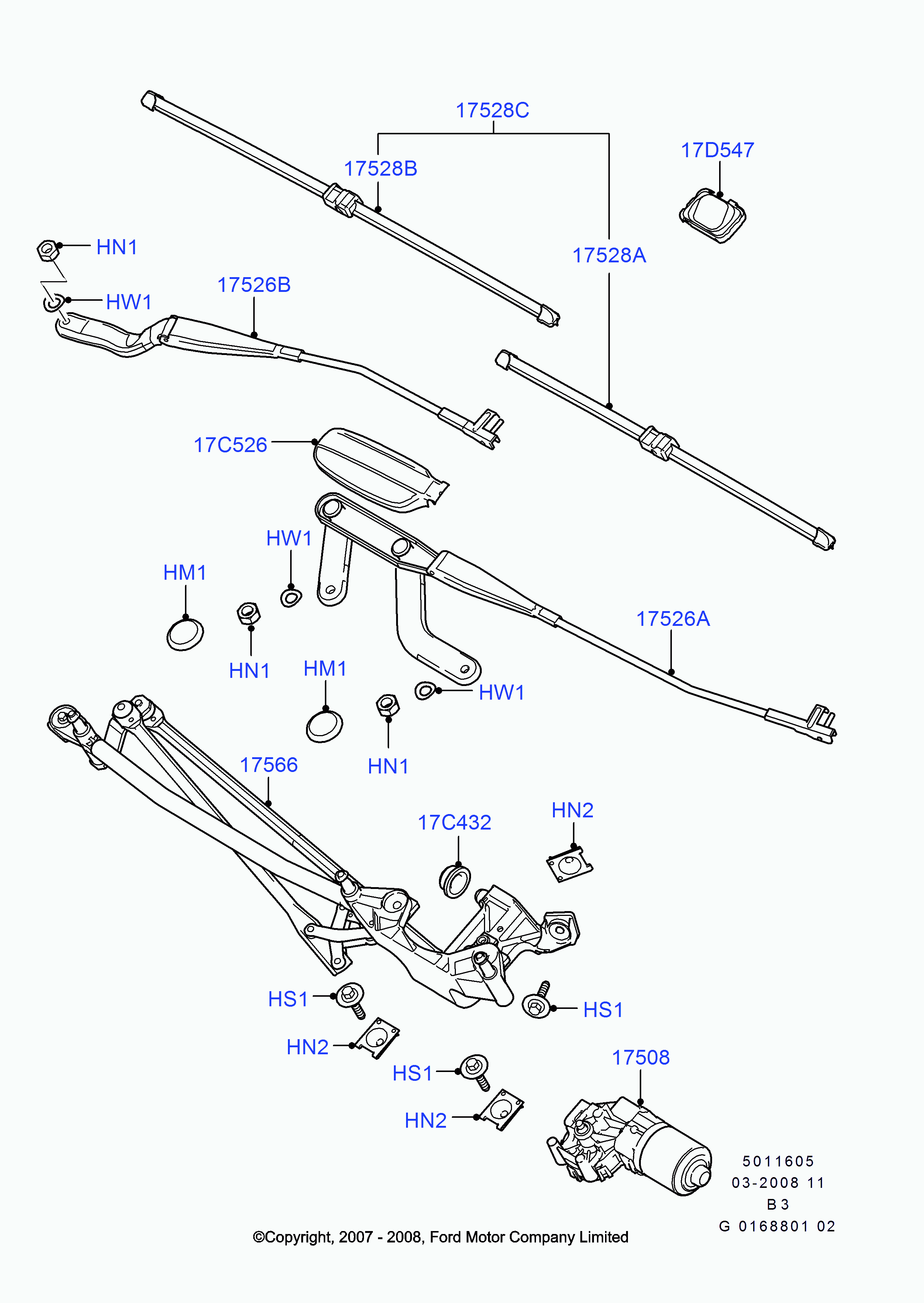 FORD 1680506 - Щетка стеклоочистителя parts5.com