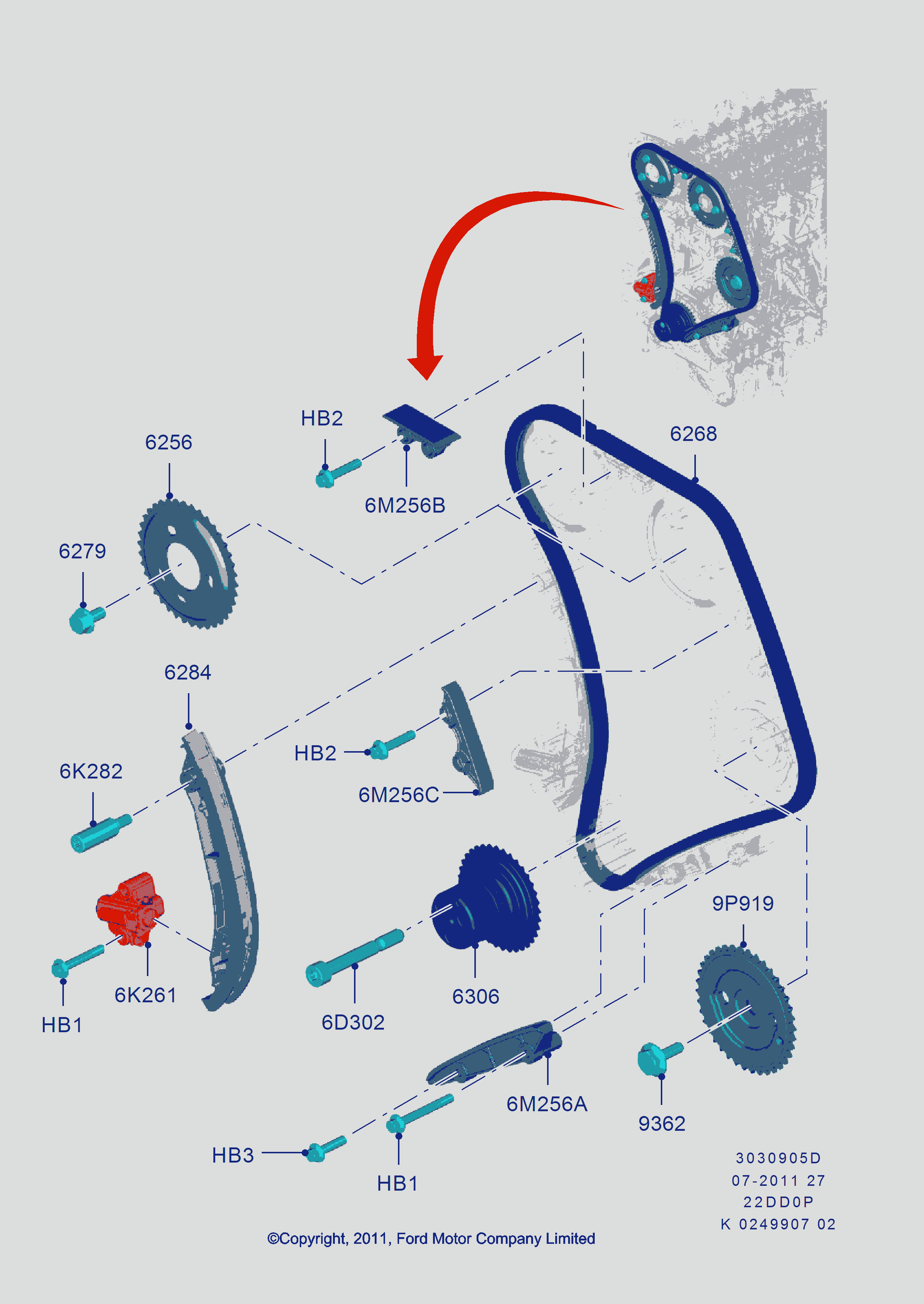 FORD 1717658 - Комплект цепи привода распредвала parts5.com