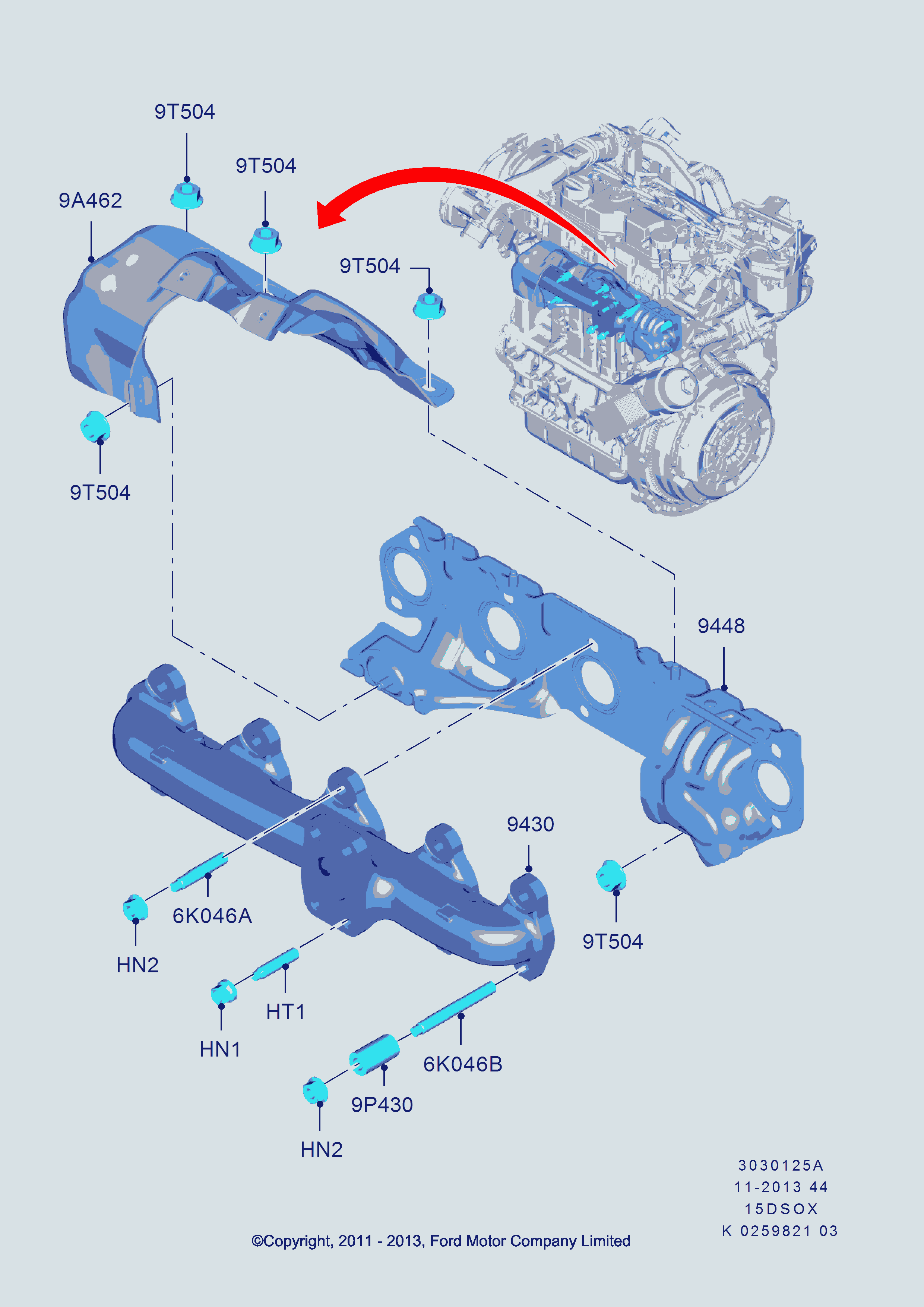 FORD 1448187 - Гайка, выпускной коллектор parts5.com