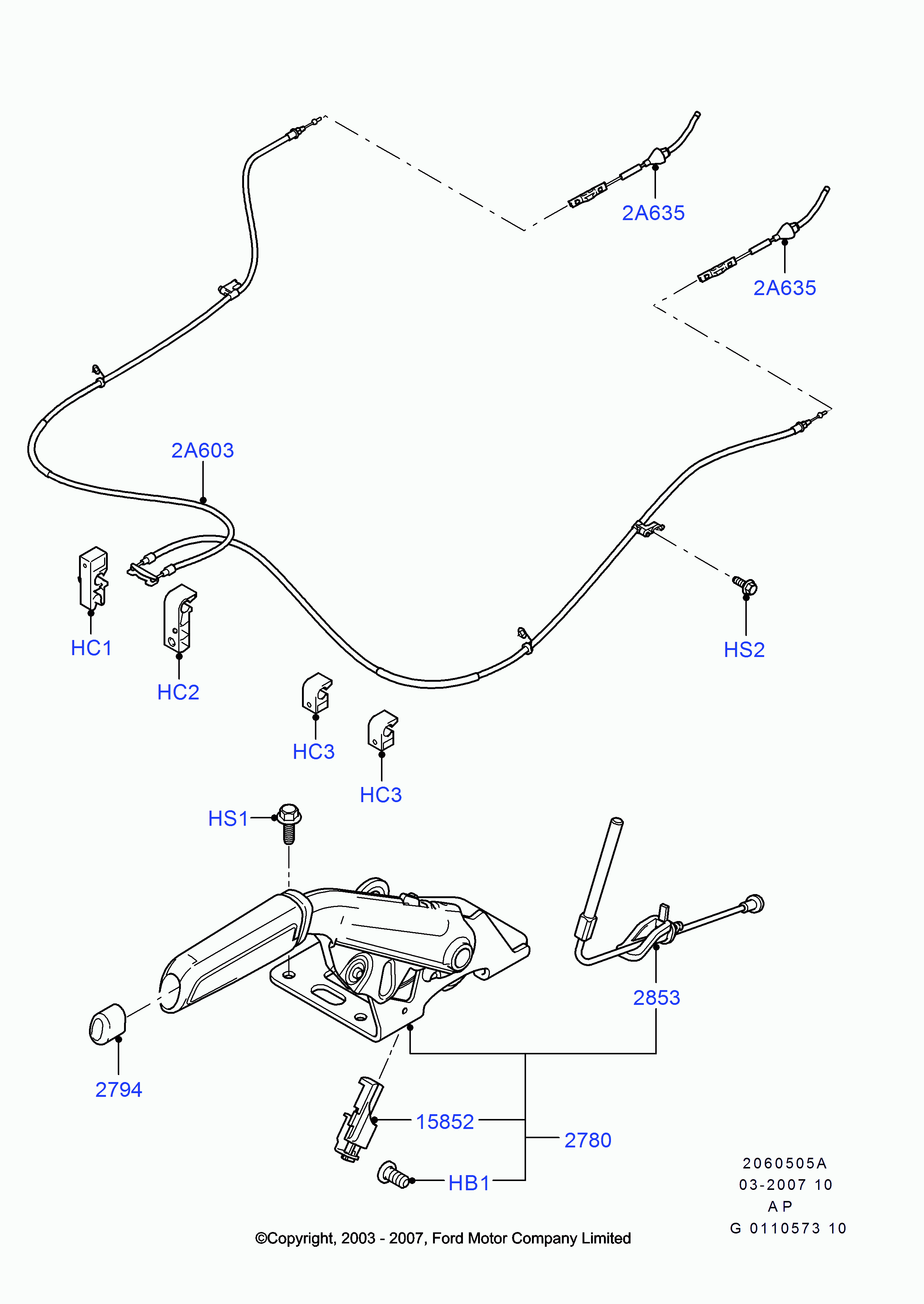 FORD 1707756 - Тросик, cтояночный тормоз parts5.com