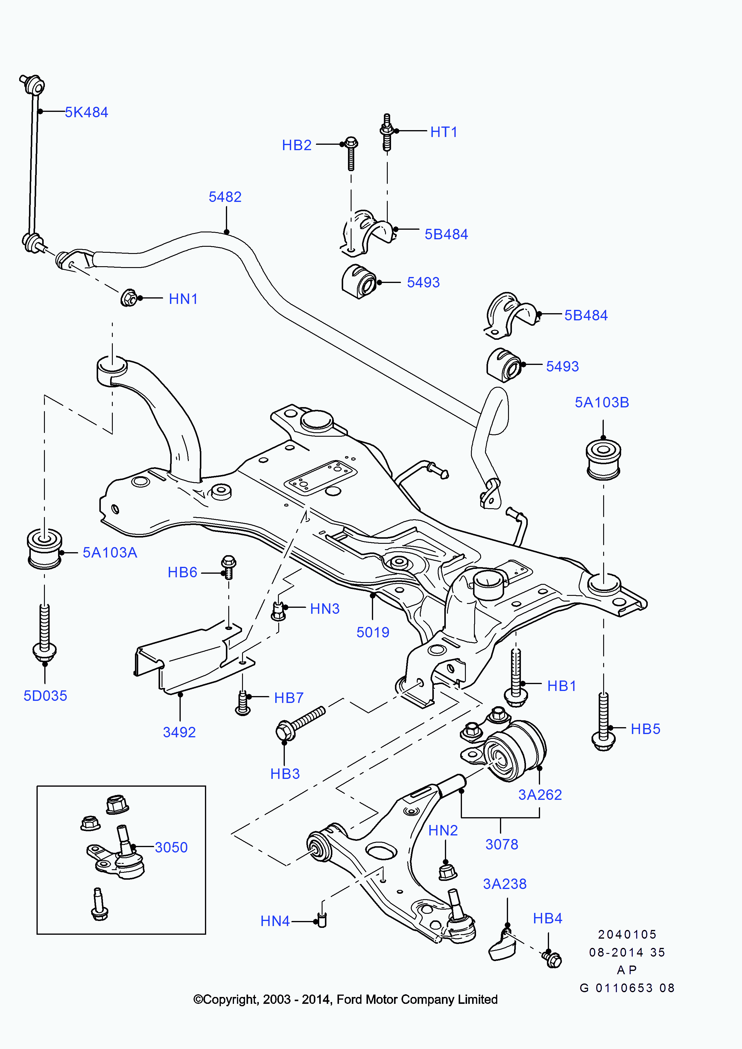 FORD 1679384 - Шаровая опора, несущий / направляющий шарнир parts5.com