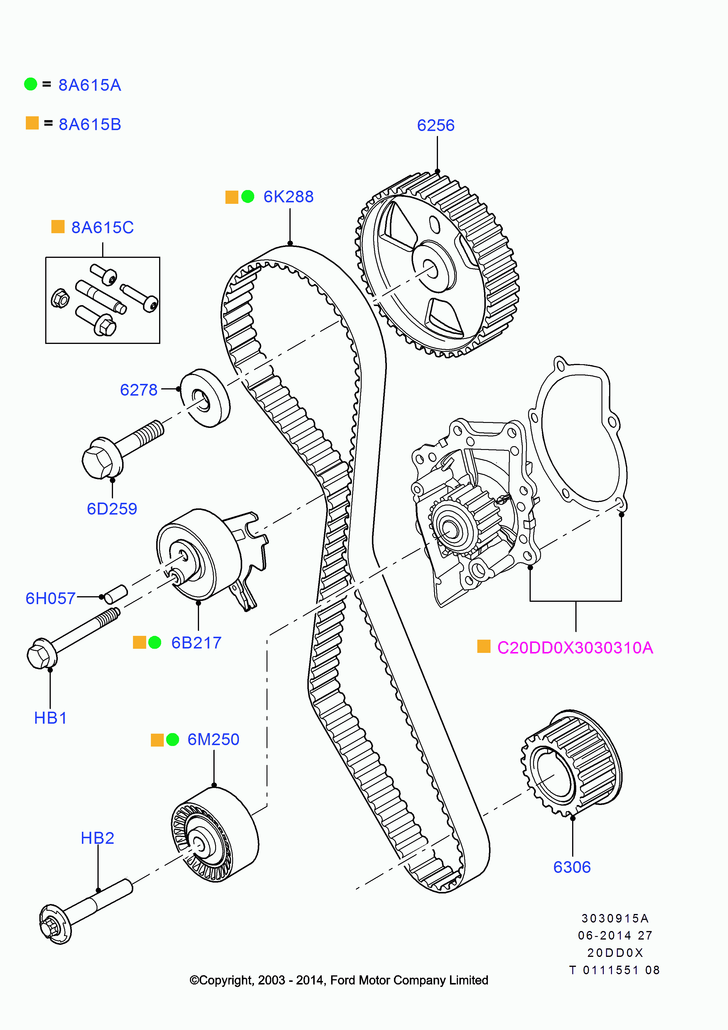 FORD 1 231 975 - Tensioner Pulley, timing belt parts5.com