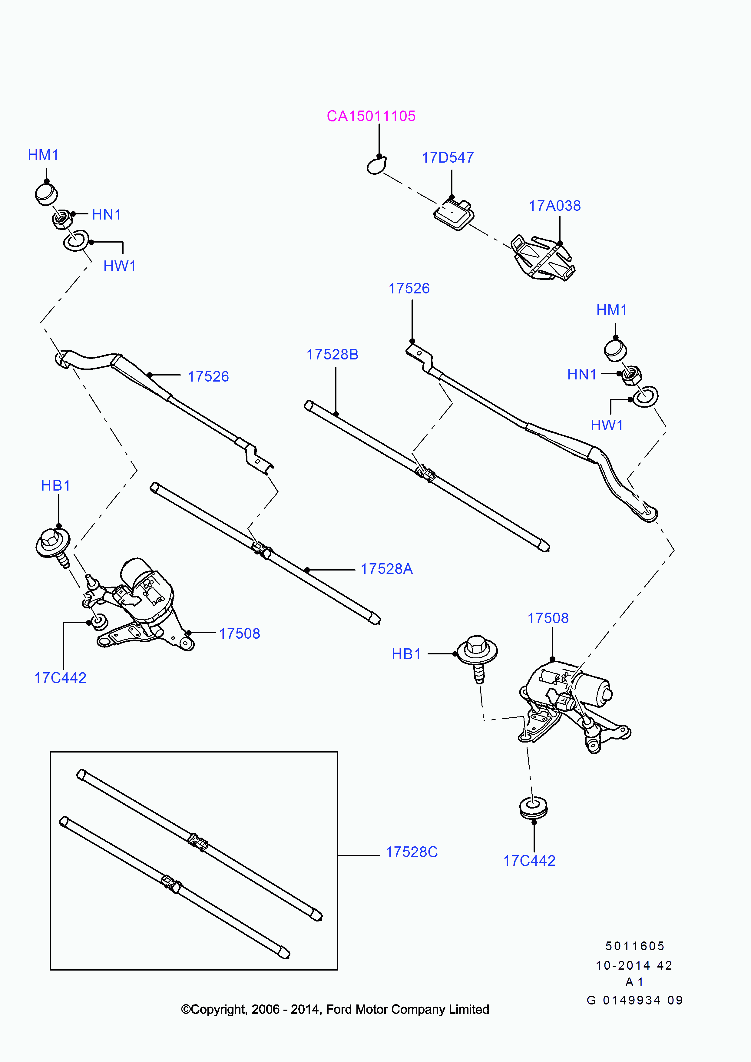 FORD 1680510 - Щетка стеклоочистителя parts5.com