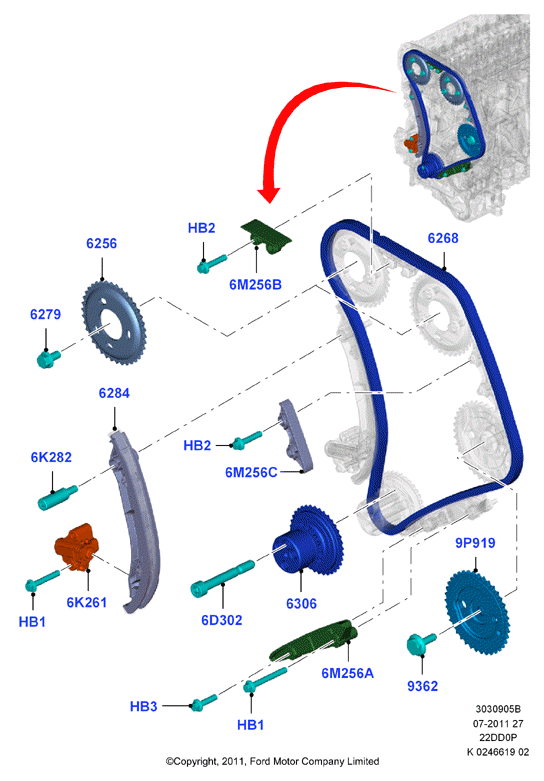 FORD 1576366 - Комплект цепи привода распредвала parts5.com