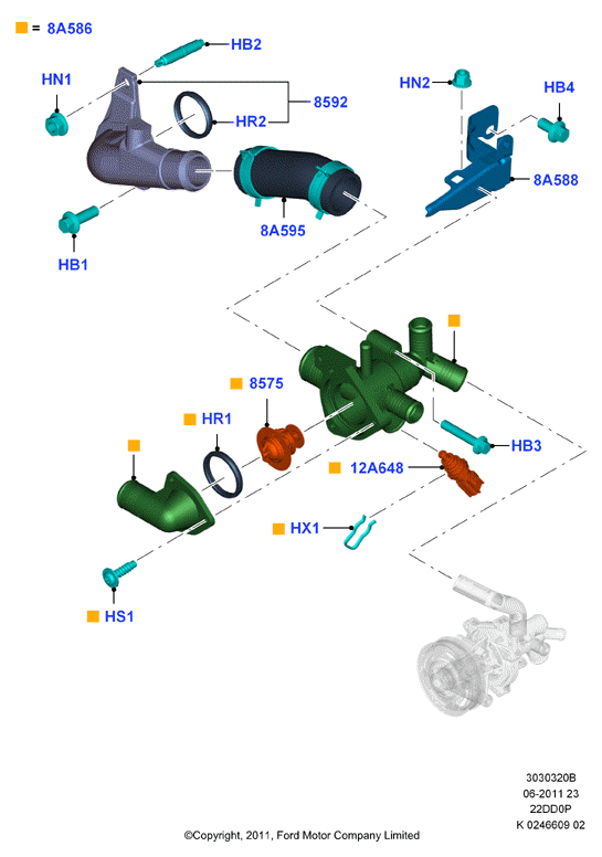 FORD 1733253 - Термостат, охлаждающая жидкость parts5.com