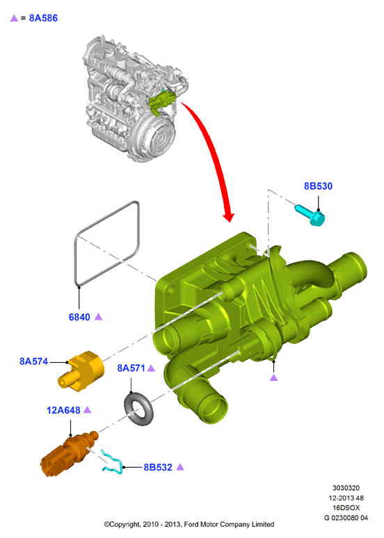 FORD 2078986 - Термостат, охлаждающая жидкость parts5.com