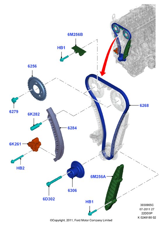 FORD 1 704 066 - Комплект цепи привода распредвала parts5.com