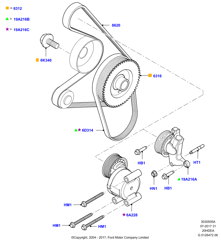 FORD 1760376 - Поликлиновой ремень parts5.com