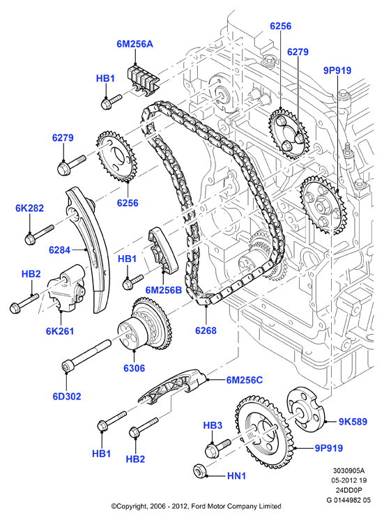 FORD 1682478 - Комплект цепи привода распредвала parts5.com