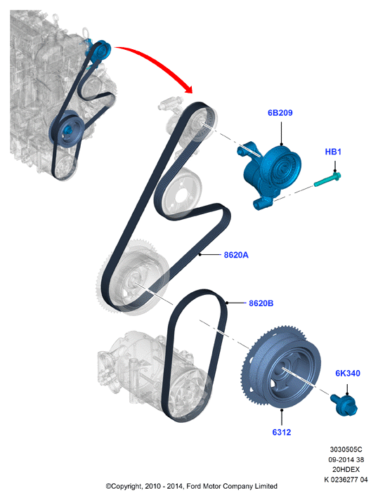 FORD 5113695 - V-Ribbed Belt parts5.com