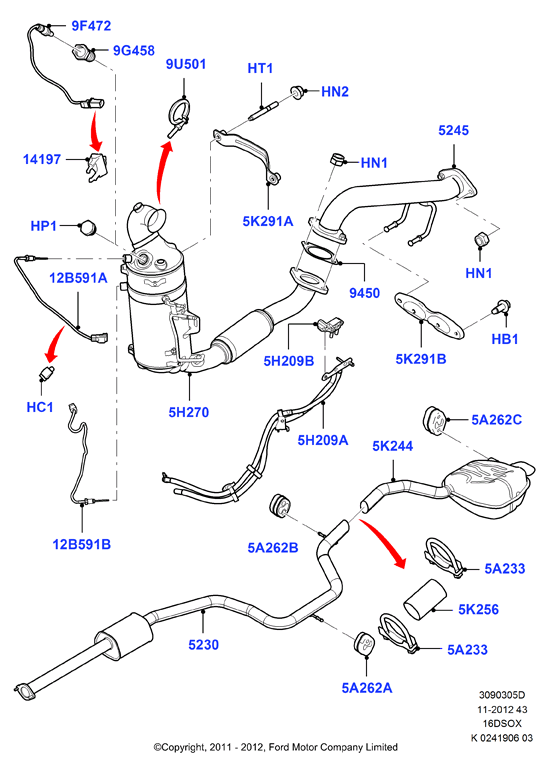 FORD 1786775 - Датчик, давление выхлопных газов parts5.com