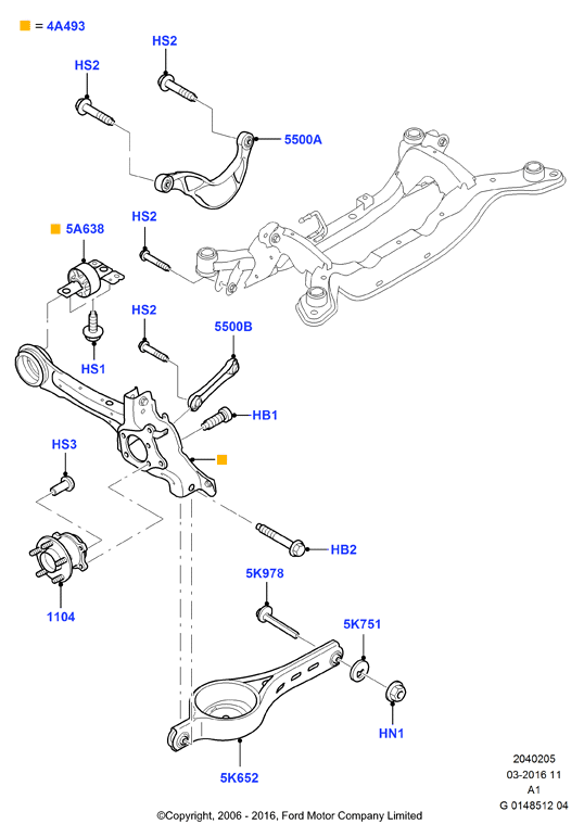 FORD 2 040 702 - Сайлентблок, рычаг подвески колеса parts5.com