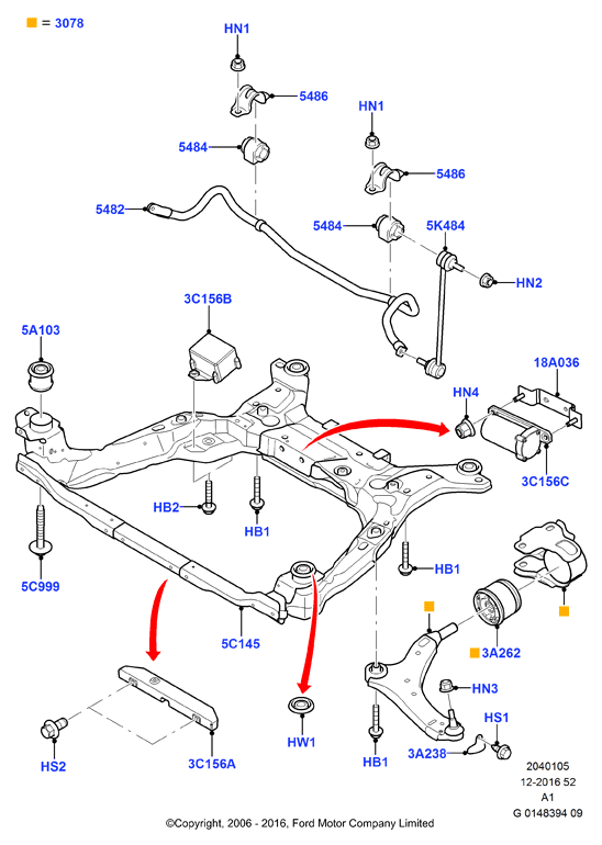 FORD 1888630 - Сайлентблок, рычаг подвески колеса parts5.com